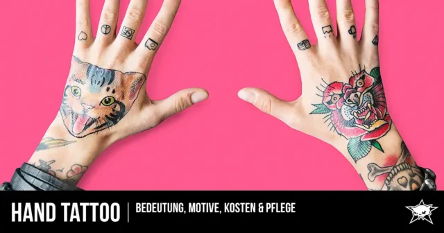 Nachstechen eines Hand Tattoos im Studio – Linien werden aufgefrischt